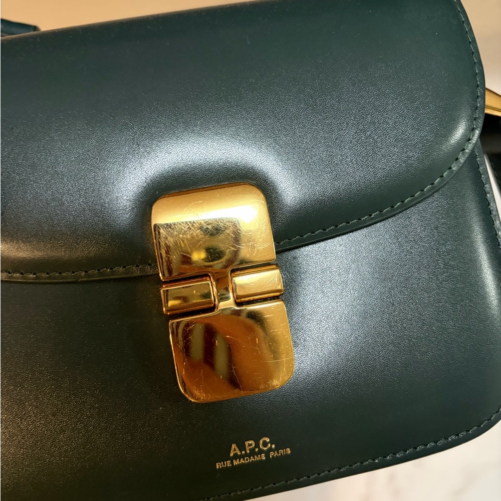 A.P.C. Mini Grace Bag in Bottle Green - Picture 4 of 7